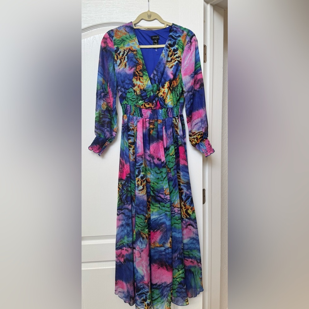 Colorful Long Sleeve Maxi Dress